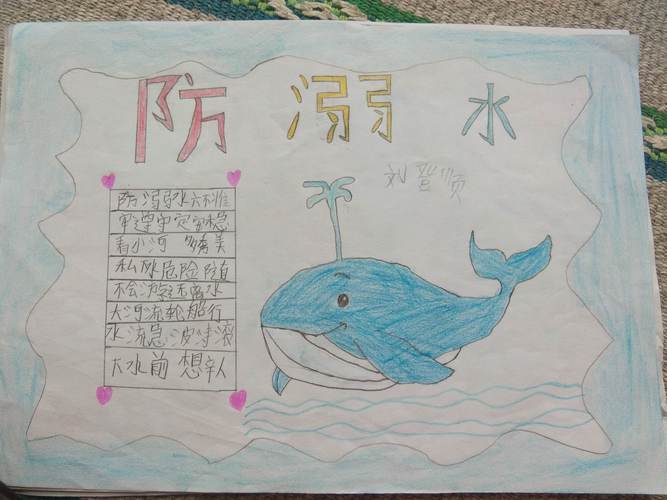 安全在我心 画画更清晰梭庄小学二年级安全手抄报 之 防溺水