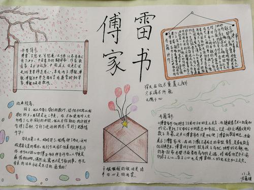 感悟《傅雷家书》润心田八年级语文组阅读教学学生手抄报展