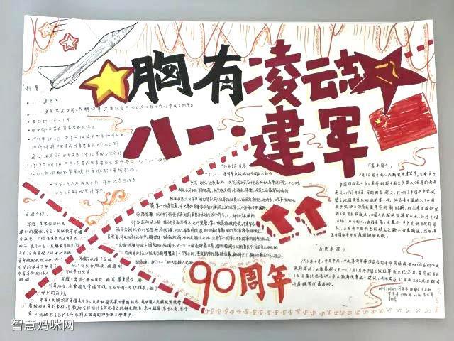 初二建军节手抄报一等奖作品庆八一建军节93周年手抄报 建军节手抄报