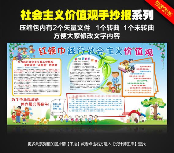 中小学生践行社会主义核心价值观手抄报模板下载 中小学生践行