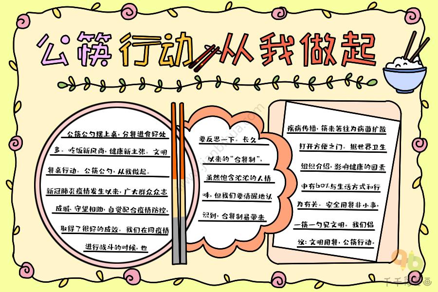 从我做起手抄报公筷行动 从我做起手抄报文字素材1公筷公勺摆上桌分