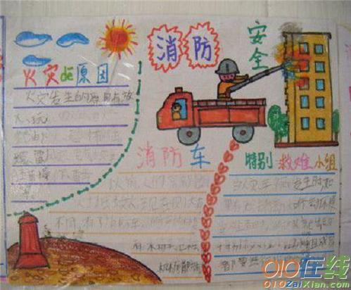 小学生高楼着火的画手抄报小学生手抄报