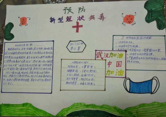 面对困难我能行新华区实验小学三4班新冠肺炎防控知识手抄报