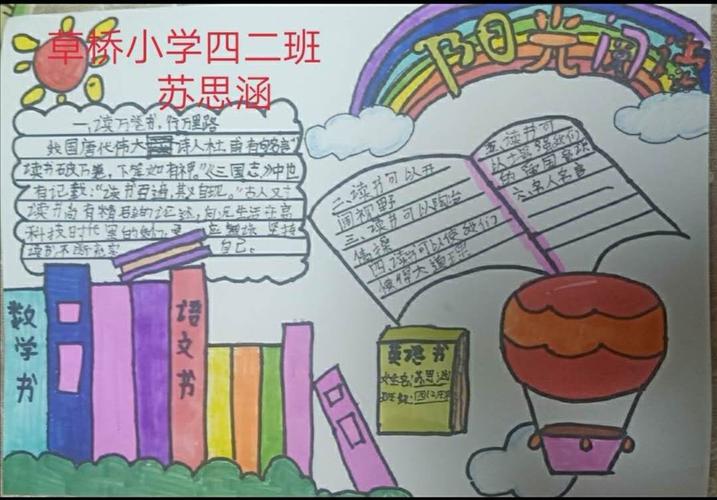 静心悟好书巧手展书情草桥小学读书手抄报作品展示