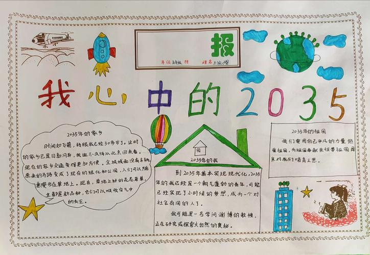 小蒙古马相约2035玻璃圪旦小学主题手抄报活动