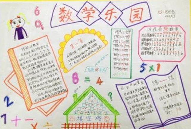 手抄报三小学一年级数学知识点三