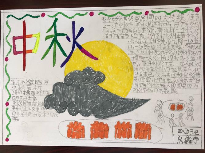 绘中秋致敬传统节日记正定县东房头小学手抄报活动