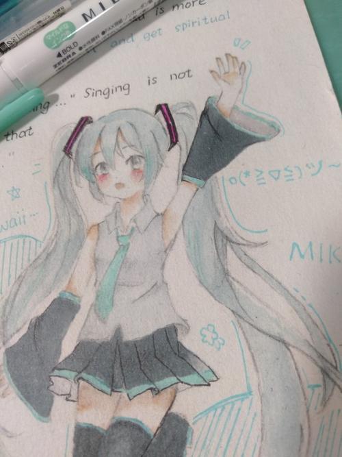 手抄报手绘绘画初音未来英语