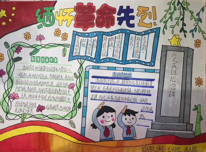 韶关市浈江区浈江中学祭奠 2020 清明祭英烈线上主题教育手抄报作品