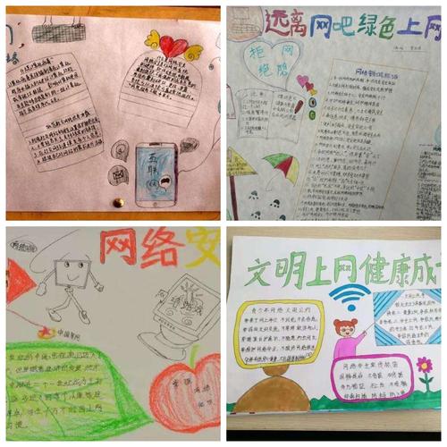 学生们制作了关于安全上网主题手抄报.