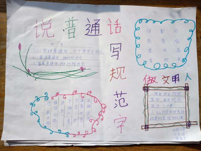 说普通话写规范字大交中心校北册小学六年级手抄报