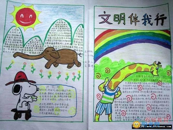 文明礼仪的画小学生手抄报文明礼仪的手抄报