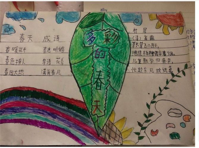 福和希望小学三年级一班停课不停学作业展示《春天来了》手抄报