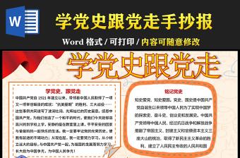 2021学党史跟党走手抄报小学生学党史庆建党100周年小报模板