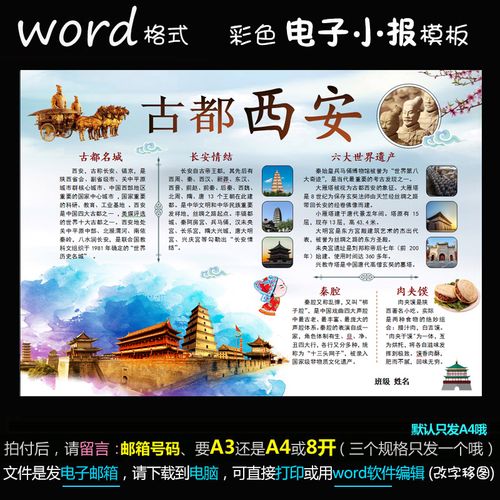 c053电子手抄报word版地理城市小报我的家乡古都西安