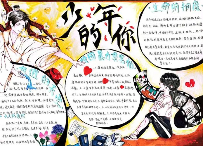 学生通过漫画作品手抄报作品将心理健康意识和心理健康的重要性以生