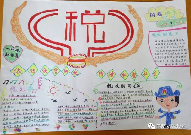 文林小学的孩子们用自己的童心做出了一张张税收知识手抄报跟随小编