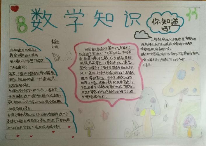 数学手抄报 - 老师板报网东闾小学五年级数学手抄报评比活动五年级