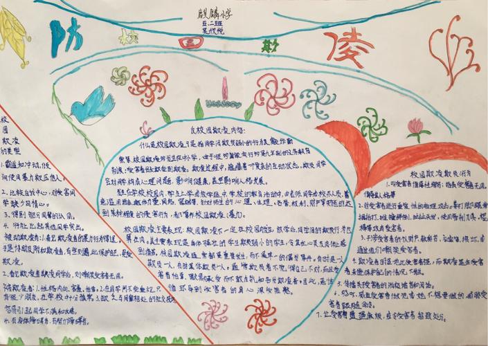 五年级学生制作的以防校园欺凌为主题的手抄报.