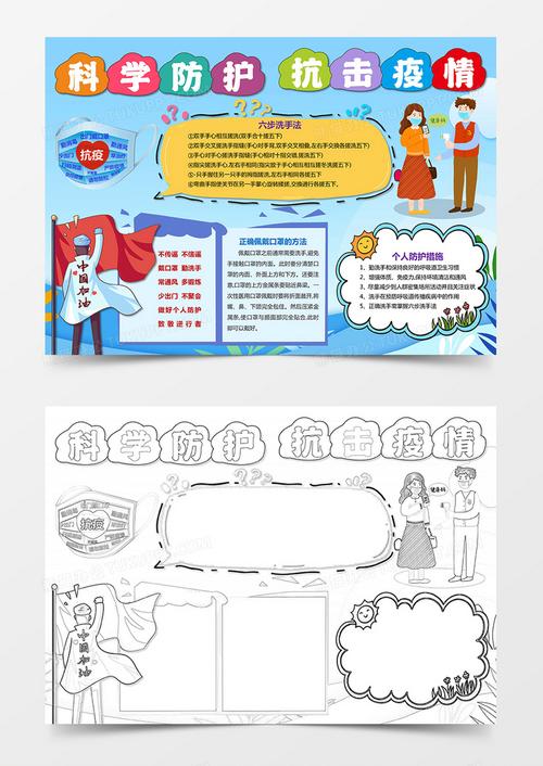 疫情小报预防新型冠中病毒肺炎手抄报小报科学防护抗击疫情小报手抄报