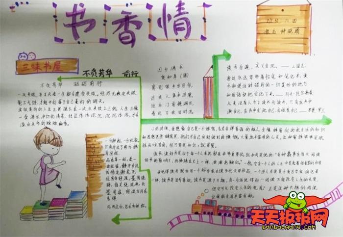 小学生读书手抄报简单书香伴读