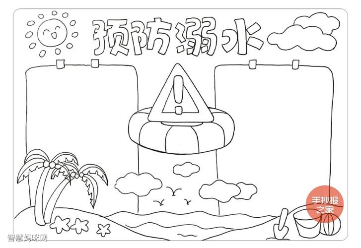 我们可以在这里填写预防溺水的小知识和施救方法这幅预防溺水手抄报