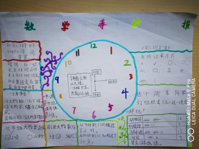 《时分秒的认识》年月日和二十四时计时法的手抄报 数学年月日手抄报