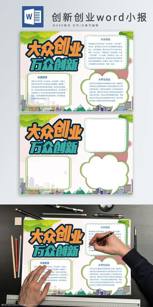 关键词创新创业word小报 党建 党建小报 创新创业 创业小报 手抄报