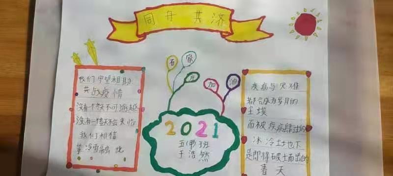 阳气寺小学2021 同舟共冀国人自强 手抄报短视频为中国加油