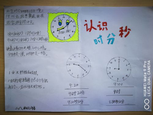 二年八太阳花动感中队数学手抄报《时分秒的认识》