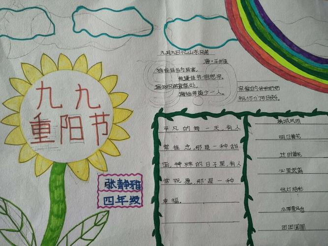 大交中心校贺水小学四年级重阳节手抄报