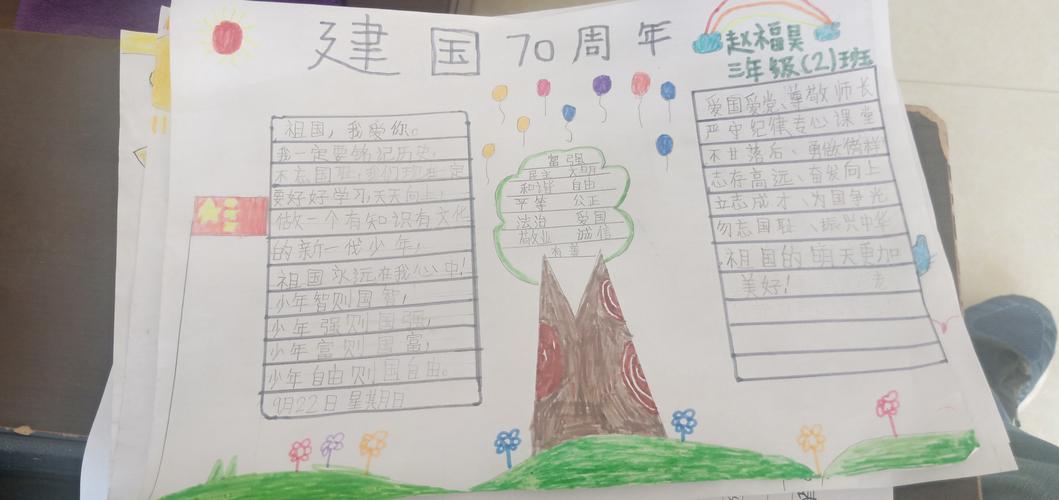 大坟庄小学举行以建国70周年为主题的手抄报活动