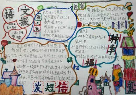 文学 作文小报 手抄报 语文手抄报 小学语文手抄报版面设计图   语文