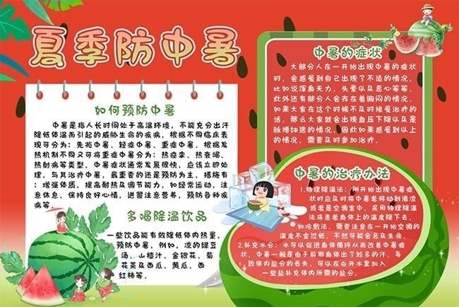 图片介绍当前图片夏季防中暑手抄报主题为防暑手抄报可用作防暑