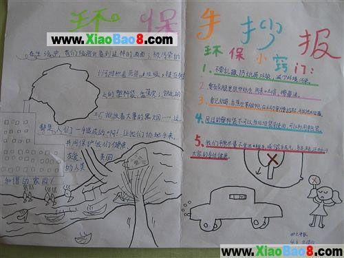 书香伴我行手抄报二年级绿色环保手抄报设计图二年级环保简单手抄报