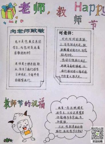 有关小学生教师节手抄报---十年树木百年人老师恩情比海深5