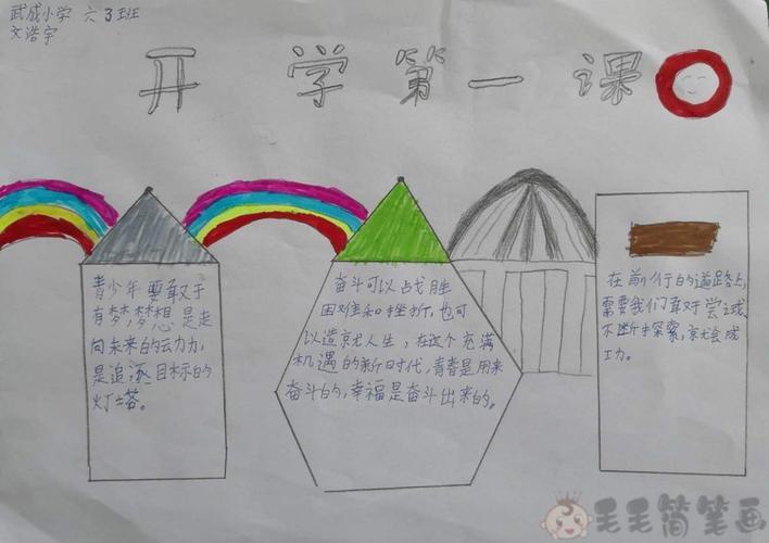 开学第一课手抄报小学简单画法开学第一课手抄报和第一课草原的手抄报