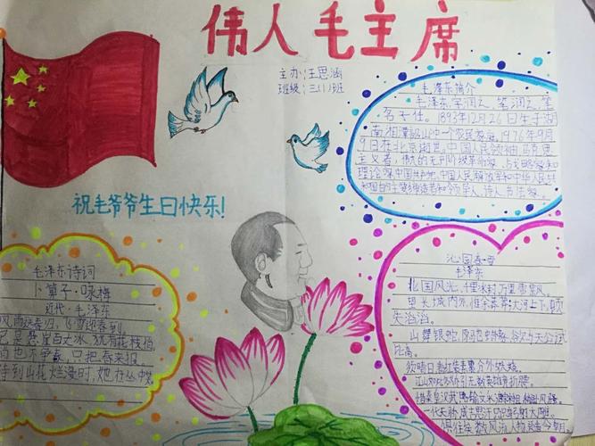 学生佳作纪念毛爷爷诞辰125周年手抄报18份