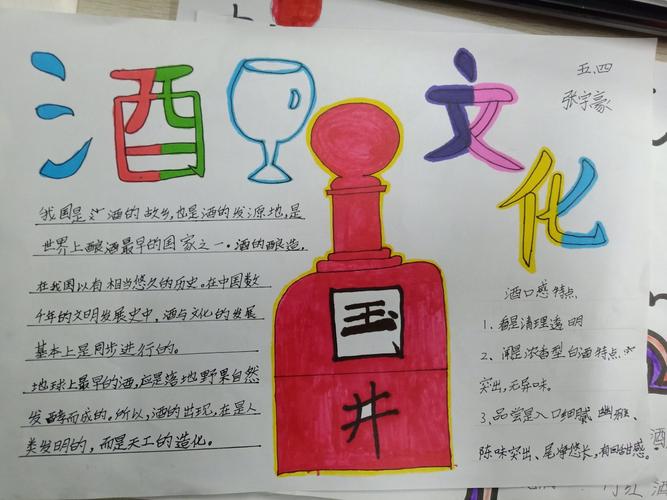 对酒当歌人生几何高青双语学校小书虫中队酒文化主题手抄报