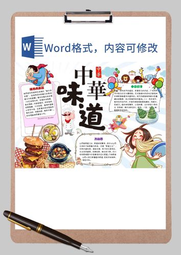 中华味道饮食文化手抄报word模板