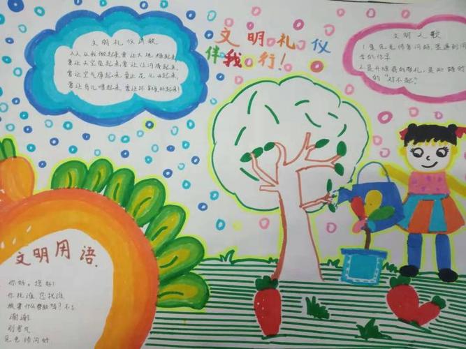 逸夫小学五.六班《文明礼仪伴我行》手抄报