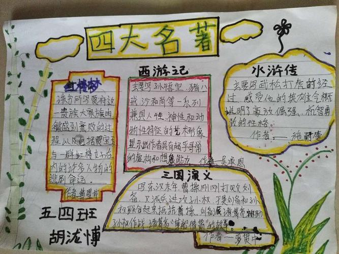 沉浸书香 同醉经典 五四班四大名著手抄报展评读四大名著画名著手抄报