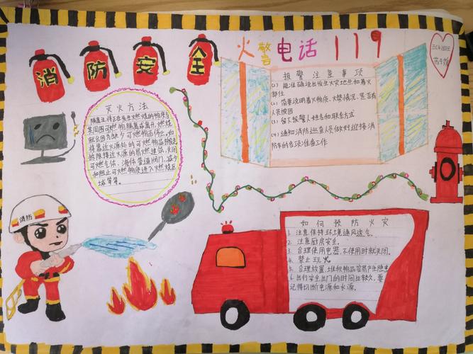 上饶市第十二小学 三4班 消防安全手抄报 参赛作品展示