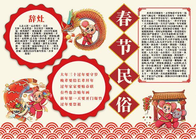 主题为新年民俗可用作节日手抄报春节手抄报新年春节习俗手抄报