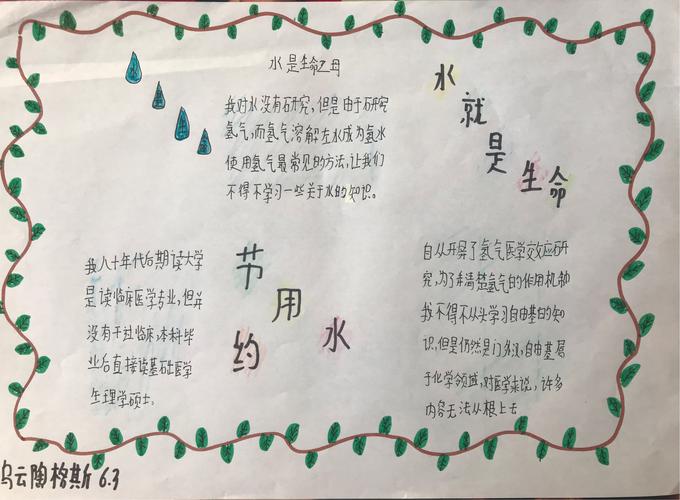 水是生命之源节约用水人人有责蒙古族第一小学6.3班学生手抄报