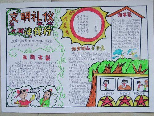 语文学习 手抄报 小学生手抄报 《二年级文明礼仪画简单又漂亮的手