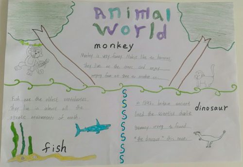 十班英语动物主题手抄报展示