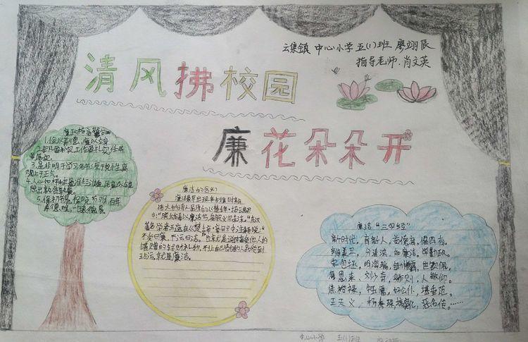 清风进校园廉花朵朵开云集中心小学廉洁文化进校园手抄报优秀作品