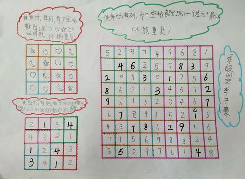 玩转数独一年级六班填数游戏手抄报展出啦