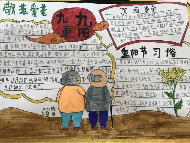 搜集重阳节的由来习俗孝亲名言等做成一幅幅精美的手抄报